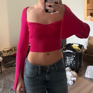 Urban Outfitters Hot Pink Asymmetrical Crop Top